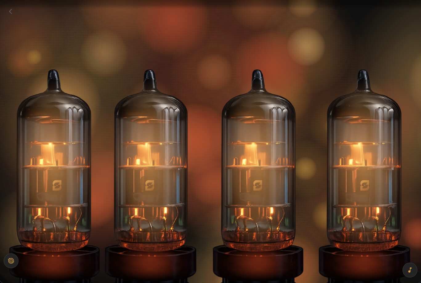 SugarSpin Tubes visualizer with warm amber glow